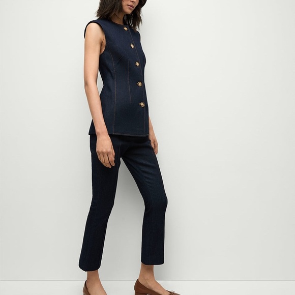 NEW VERONICA BEARD Jessup Denim Vest Dark Oxford Blue Denim {$478} Sz 10 - Picture 4 of 15